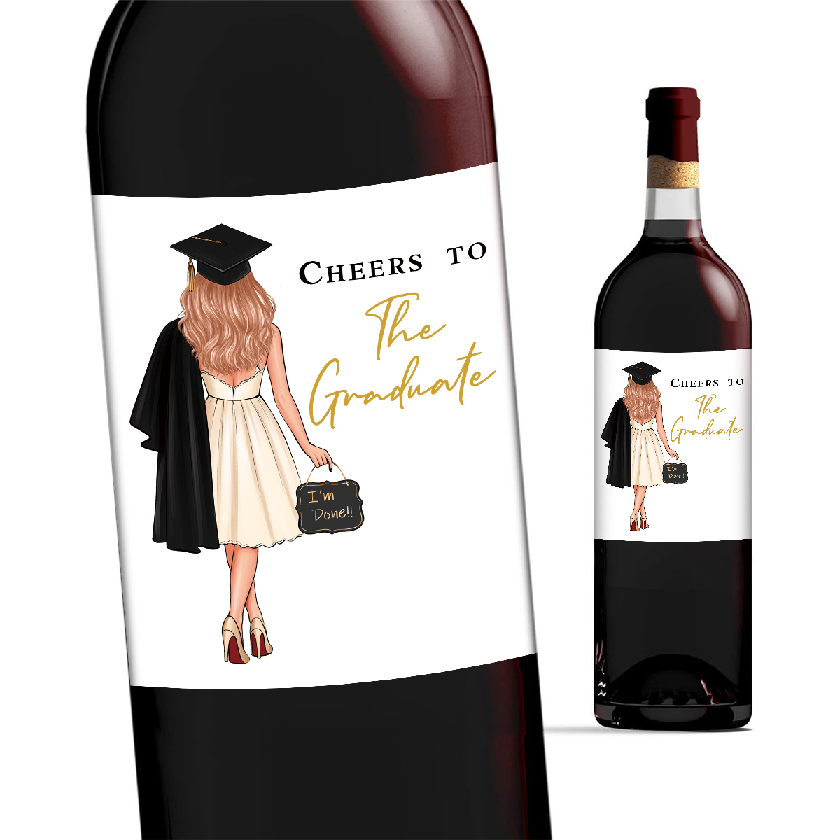 Medical Label - 4pcs Graduation Wine Bottle Stickers,